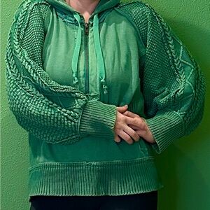 Unique green Free People knit sweater